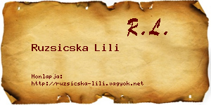 Ruzsicska Lili névjegykártya